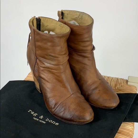 Rag & Bone Newbury Cognac Leather Ankle Booties 8 - Picture 11 of 12
